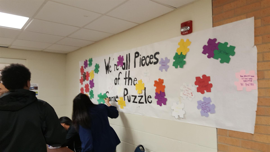 We are all pieces of the puzzle project on display