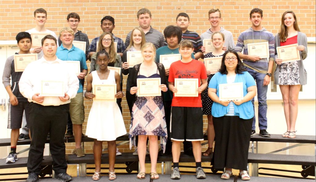Robotics team with awards