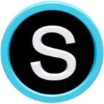 Schoology icon - capital S within a black circle with a blue outling