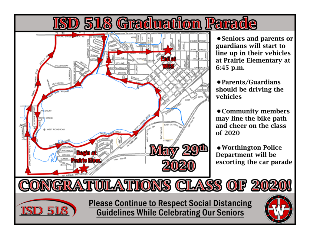 Map of the ISD518 Graduation Parade Route