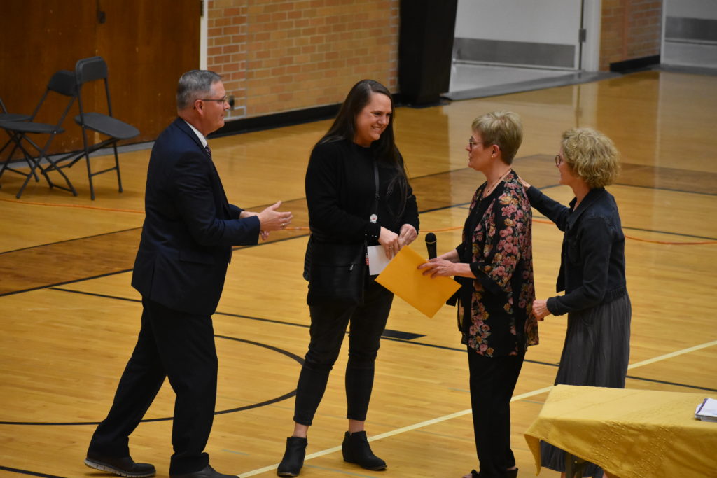 Mrs. Loy accepting the award 