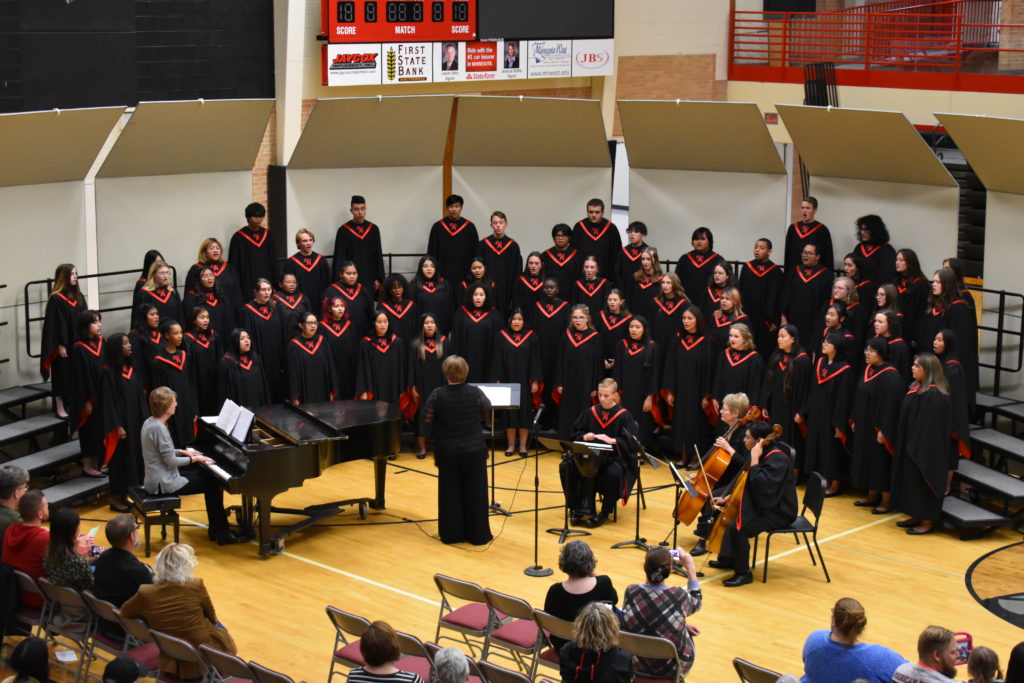 WHS Concert Choir performing on the risers 