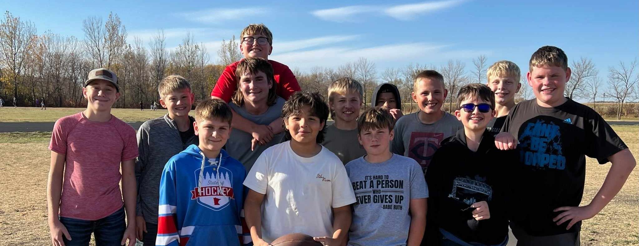 Group of middle school boys outside